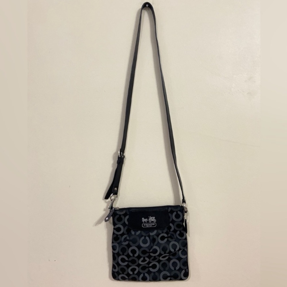 LOWEST Coach Op Art Black/Silver Crossbody Purse - Picture 6 of 6